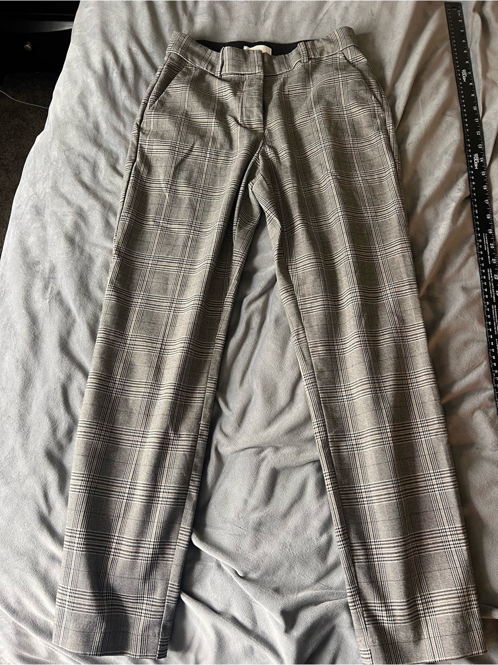 H&M Black and Gray Glen Plaid Trousers